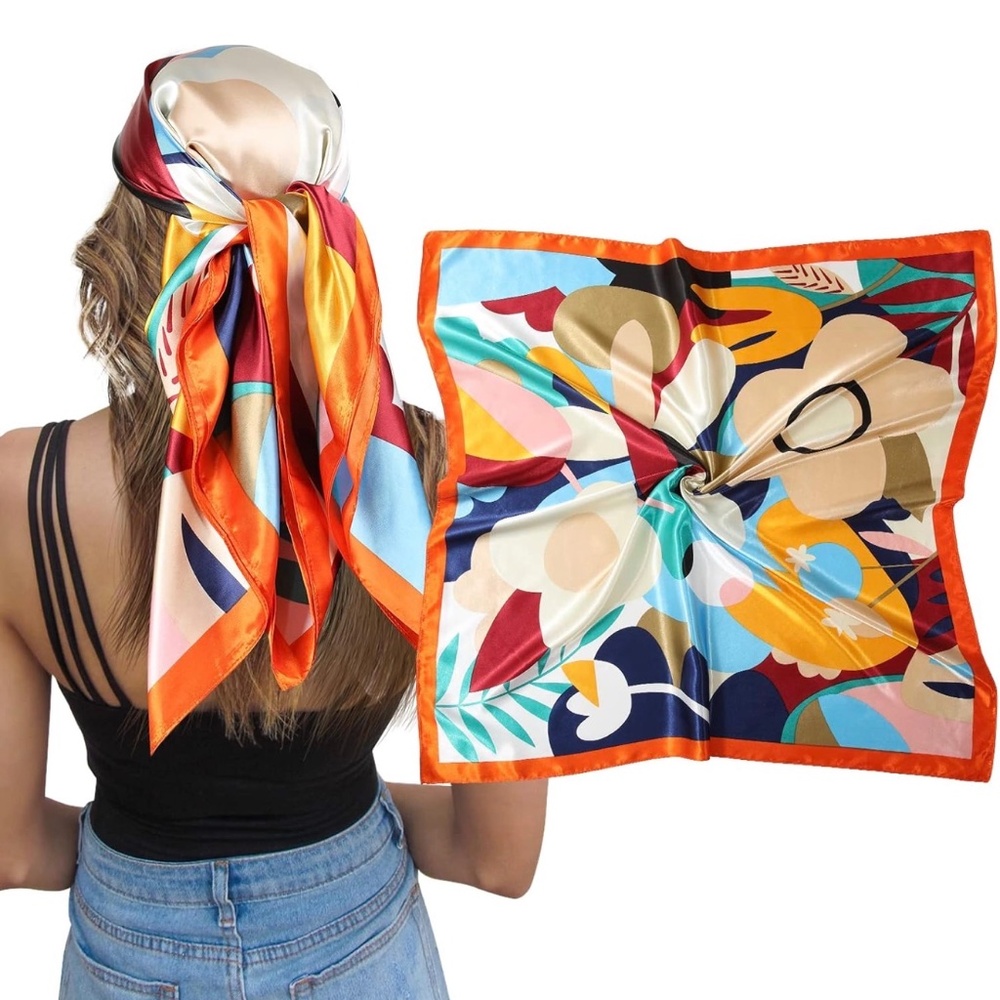 Satin Silk Scarf - Large Hair Bandana, Sleeping Wrap for Women